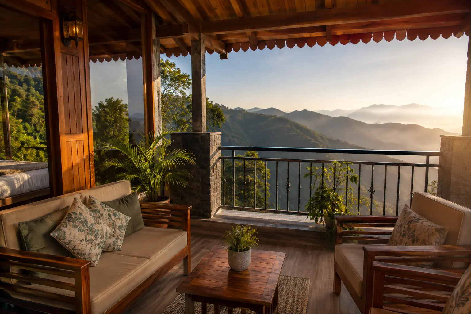 Best Homestay in Mussoorie with a cozy balcony and peaceful mountain views