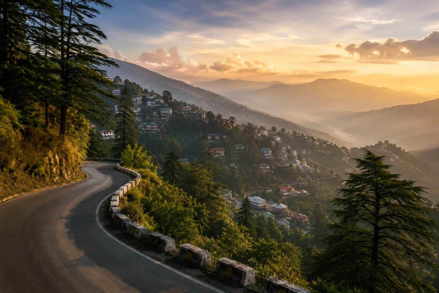 Mountain road and scenic valley views on a Mussoorie Itinerary for 3 Days