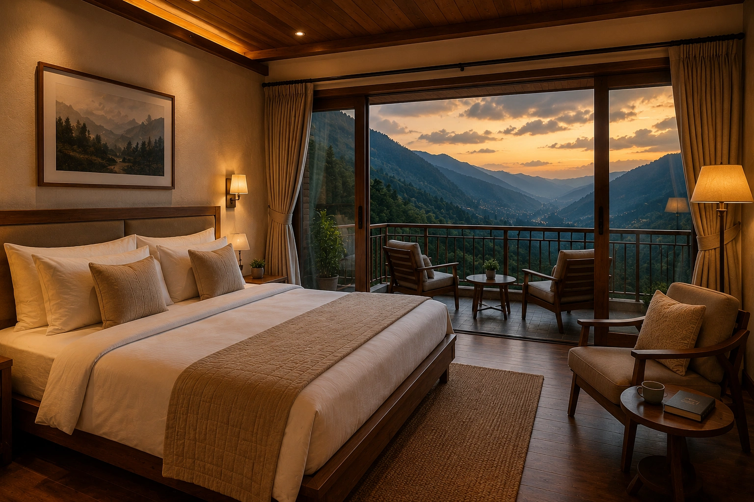 Places to Stay in Mussoorie with a cozy room and scenic mountain view