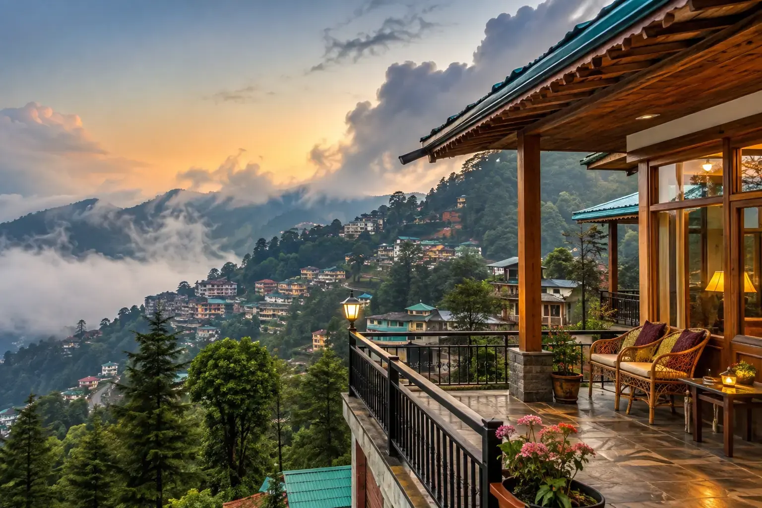 Where to Stay in Mussoorie featuring a luxury homestay with beautiful mountain views and peaceful surroundings