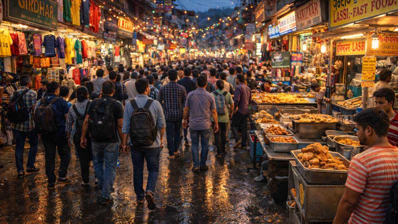 Busy street market in Paltan Bazaar