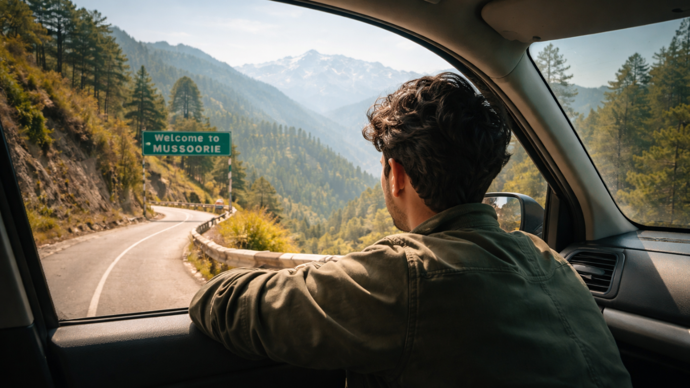 Tourists exploring Mussoorie hill station