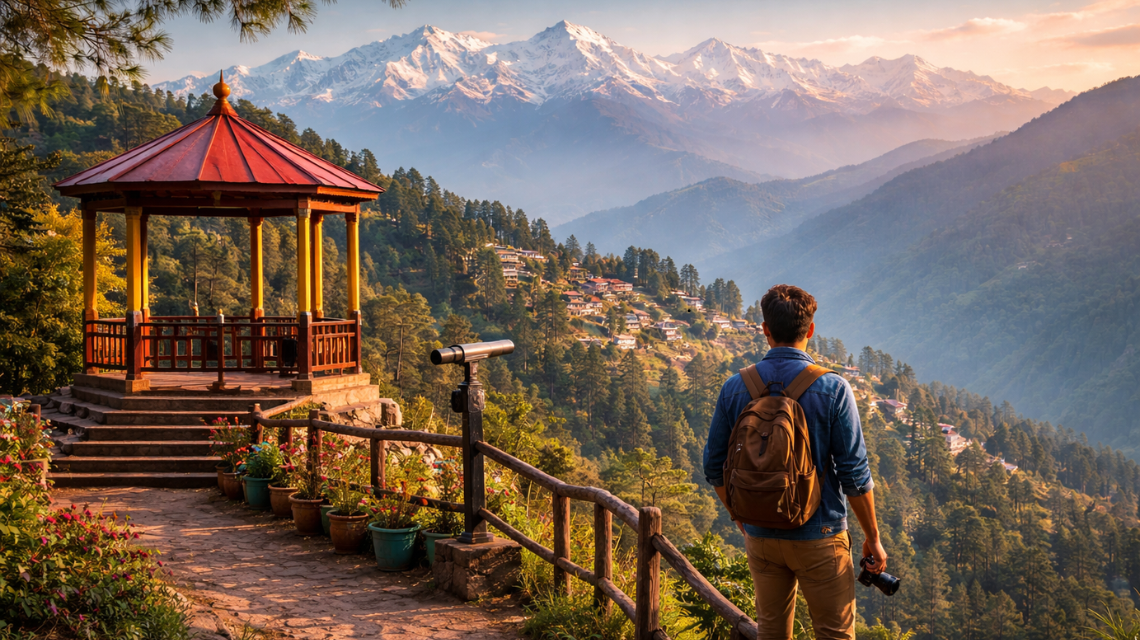 Sunset scenery from Lal Tibba scenic point Mussoorie