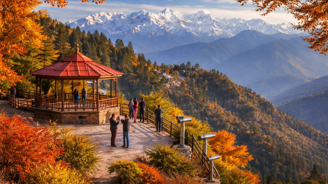Snow-covered mountains visible from Lal Tibba scenic point