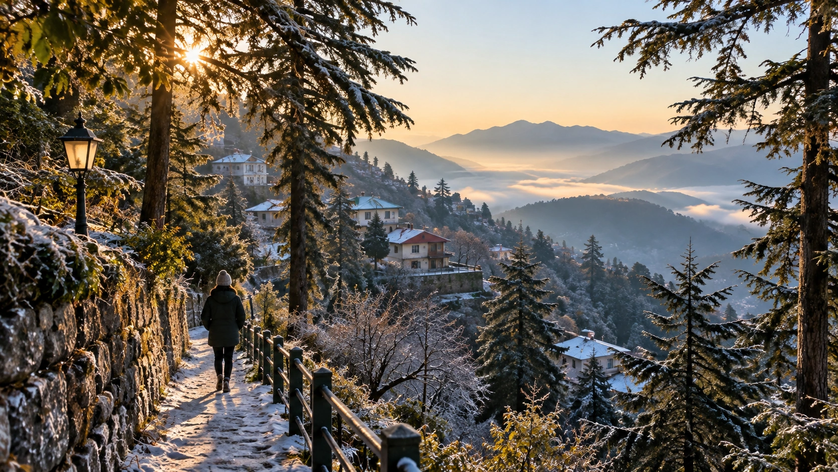 December in Mussoorie with a peaceful winter morning walk and mountain views