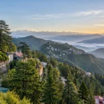 Mussoorie facts with a scenic view of the hill town and Himalayan mountains