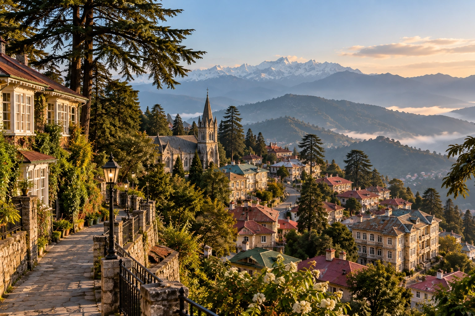 British-era heritage buildings and historic streets showing mussoorie history