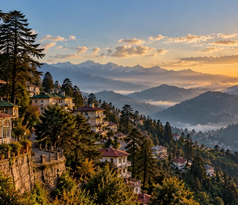 Mussoorie history showing old British-era buildings, green hills and scenic mountain views